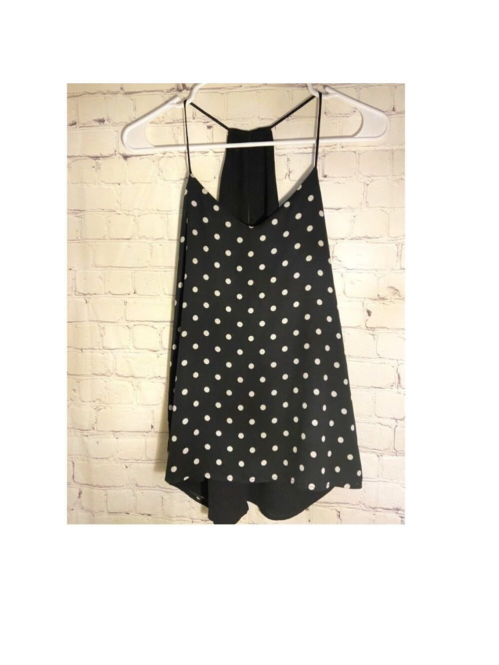Express Black & White Sleeveless Polka Dot Top XS NWOT